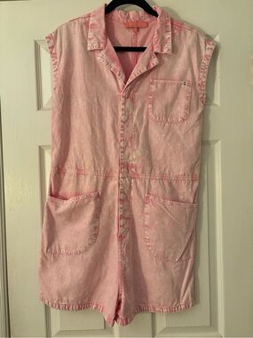 Simply Southern Pale Pink acid washed Short Romper